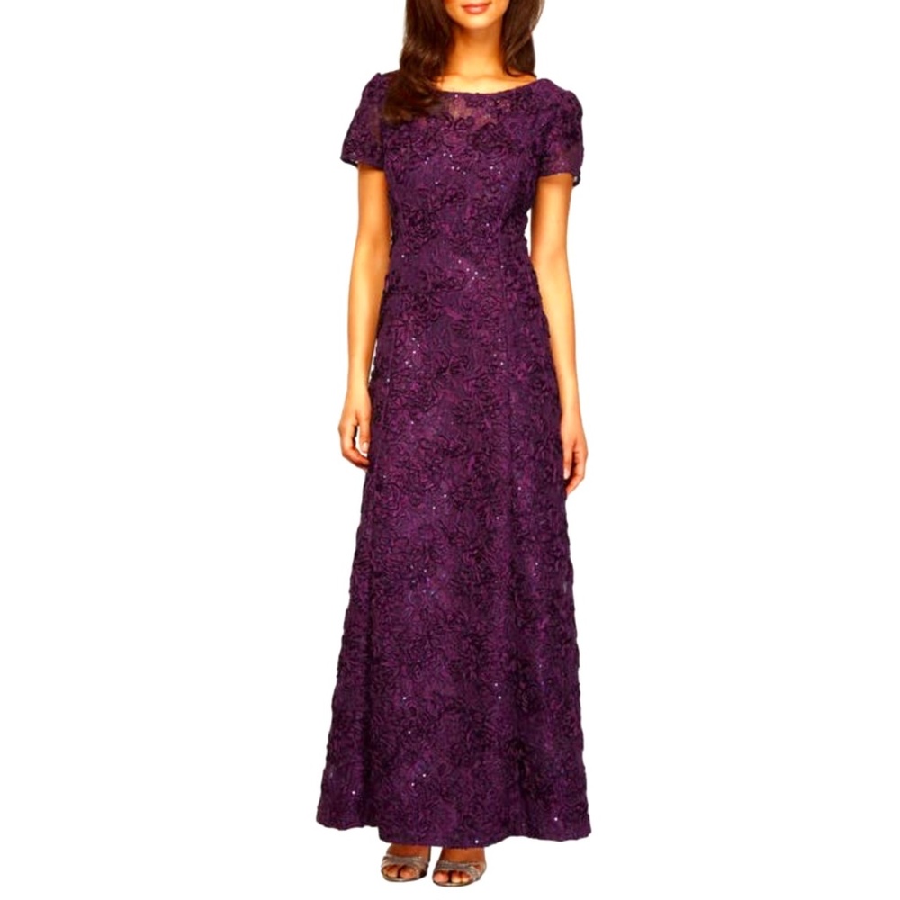 ALEX EVENING: Embellished Lace A-Line Evening Gown (NWOT)